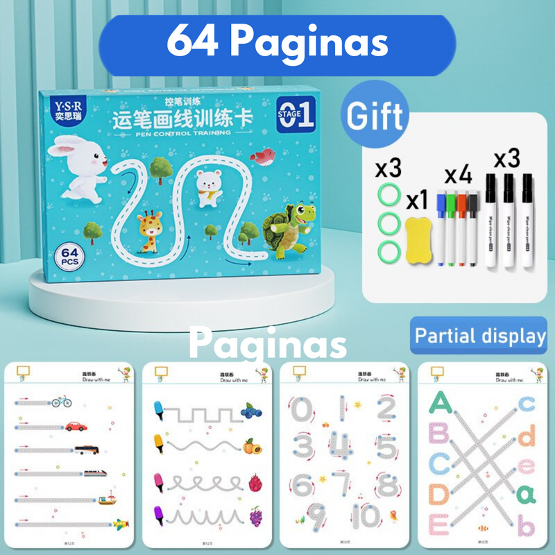 Livro Para Alfabetizaçao e Desenho Reutilizável - Montessori